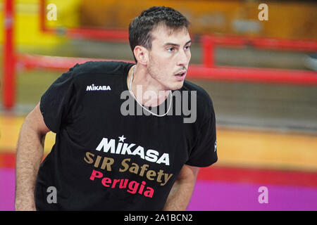 Perugia, Italien, 25. September 2019, FABIO RICCI (N. 2 CENTRALE SIR SICHERHEIT CONAD PERUGIA) während Test Match Sir Sicherheit Conad Perugia Vs Emma Villen VOLLEYBALL Volleyball italienische Serie A Männer Superleague Meisterschaft - Credit: LPS/Loris Cerquiglini/Alamy leben Nachrichten Stockfoto