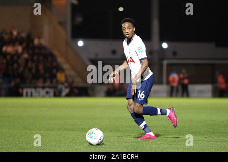 Colchester, Großbritannien. 24 Sep, 2019. Kyle Walker-Peters von Tottenham Hotspur während der carabao Cup dritten Runde zwischen Colchester United und Tottenham Hotspur bei Weston Wohnungen Gemeinschaft Stadium am 24. September 2019 in Colchester, England. (Foto von Mick Kearns/phcimages.com) Credit: PHC Images/Alamy leben Nachrichten Stockfoto