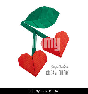 Origami red cherry Herzen Stockfoto