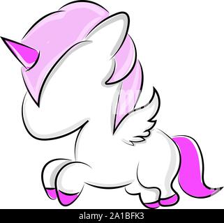 Kleine Einhorn, Illustration, Vektor auf weißem Hintergrund. Stock Vektor