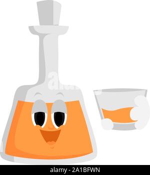Whiskey, Illustration, Vektor auf weißem Hintergrund. Stock Vektor