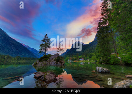 Sonnenuntergang auf dem Hintersee Stockfoto