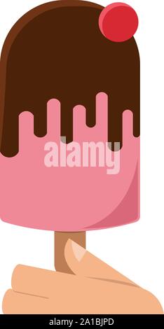 Eis auf Stick, Illustration, Vektor auf weißem Hintergrund. Stock Vektor