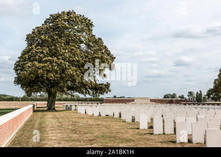 CWGC Kanada Agrar Friedhof in Westflandern, der einen Unfall, Clearing Station während der dritten Schlacht von Ypern 1917 Stockfoto