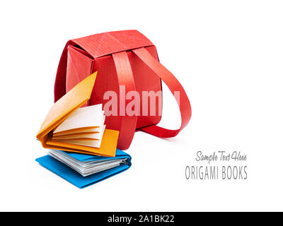 Origami rote Schule Rucksack Stockfoto