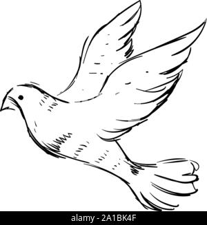 Weiße Taube, Illustration, Vektor auf weißem Hintergrund. Stock Vektor