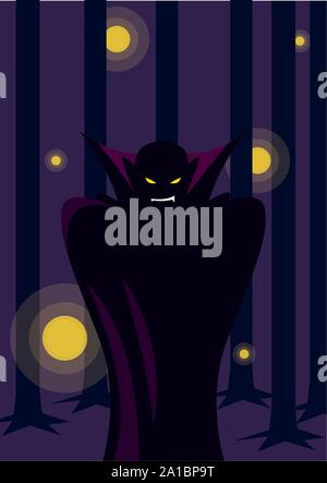 Mann verkleidet der Vampir in Szene von Halloween Vector Illustration Design Stock Vektor