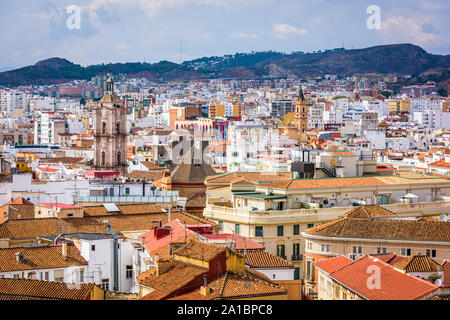 Malaga, Spanien stadtbild von einem Dach. Stockfoto