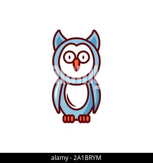 Barn owl mit gelben Augen auf weißem Hintergrund Vector Illustration Design Stock Vektor