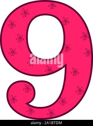 Nummer 9, Illustration, Vektor auf weißem Hintergrund. Stock Vektor