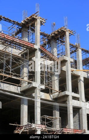 Chantier de construction immobilière pour les Touristes. Vang Vieng. Laos. /Werft für den Bau eines Gebäudes für die Touristen. Vang Vieng. Laos. Stockfoto