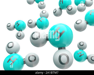 H20 isolierte Moleküle Stockfoto