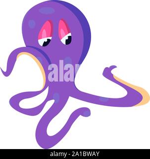 Lila Kraken, Illustration, Vektor auf weißem Hintergrund. Stock Vektor
