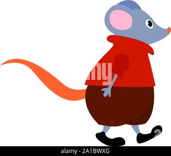 Maus mit Pullover, Illustration, Vektor auf weißem Hintergrund. Stock Vektor