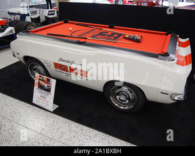 Chevrolet Camaro Offizielle Pace Car konvertiert Billardtisch auf dem Indianapolis Motor Speedway Museum, Indiana, Juli 28, 2019, © KATHARINE EIN Stockfoto