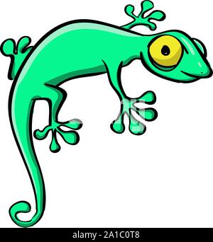Grüne Eidechse, Illustration, Vektor auf weißem Hintergrund. Stock Vektor