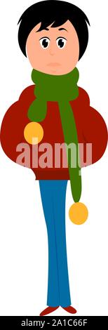 Mann mit roten Jacke, Illustration, Vektor auf weißem Hintergrund. Stock Vektor