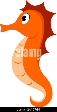 Red Seahorse, Illustration, Vektor auf weißem Hintergrund. Stock Vektor