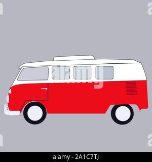 Mini Bus, Illustration, Vektor auf weißem Hintergrund. Stock Vektor