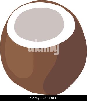 Flache Kokosnuss, Illustration, Vektor auf weißem Hintergrund. Stock Vektor