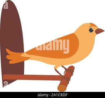 Yellow Bird, Illustration, Vektor auf weißem Hintergrund. Stock Vektor