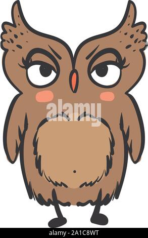 Wütend Eule, Illustration, Vektor auf weißem Hintergrund. Stock Vektor