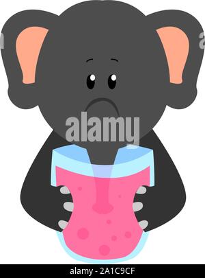 Elefanten trinken, Illustration, Vektor auf weißem Hintergrund. Stock Vektor