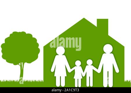 Happy Family im Sweet Home vector Hintergrund Stock Vektor