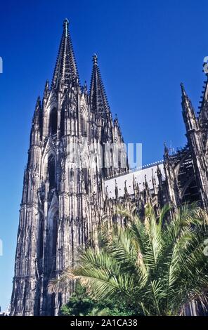 Der Kölner Dom (offiziell: Hohe Domkirche Sankt Petrus) ist eine römisch-katholische Kirche in Köln unter dem Patrozinium des Apostel Petrus. Stockfoto