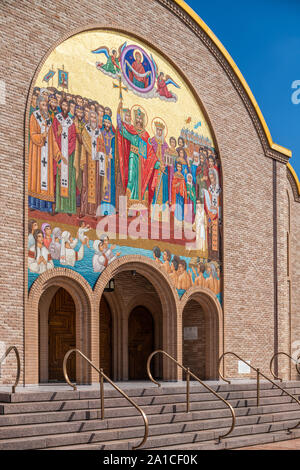 Die Außenfassade des Heiligen Wladimir & Olha Ukrainische Katholische Kirche Stockfoto