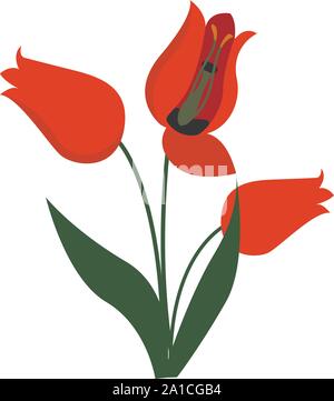 Rote Blume, Illustration, Vektor auf weißem Hintergrund. Stock Vektor