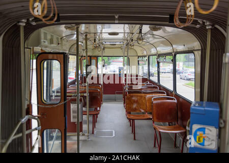 München, MVG-Museum, historischer Bus - München, Tramway Museum, Oldtimer Bus Stockfoto