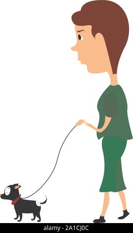 Woman with dog, illustration, vector on white background. Stock Vektor