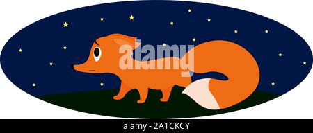 Einsame Fuchs, Illustration, Vektor auf weißem Hintergrund. Stock Vektor