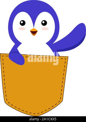 Pinguin in Box, Illustration, Vektor auf weißem Hintergrund. Stock Vektor