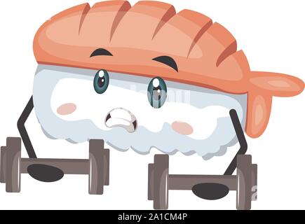 Sushi mit Gewichten, Illustration, Vektor auf weißem Hintergrund. Stock Vektor