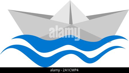 Papier Boot, Illustration, Vektor auf weißem Hintergrund. Stock Vektor