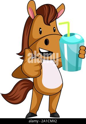 Pferd mit Wasser, Illustration, Vektor auf weißem Hintergrund. Stock Vektor