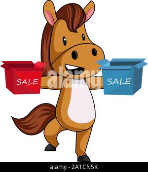 Pferd mit Verkauf, Illustration, Vektor auf weißem Hintergrund. Stock Vektor