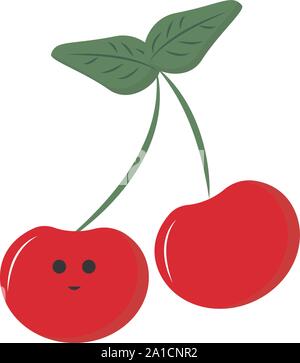 Red Cherry, Illustration, Vektor auf weißem Hintergrund. Stock Vektor