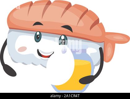 Sushi mit Honig, Illustration, Vektor auf weißem Hintergrund. Stock Vektor