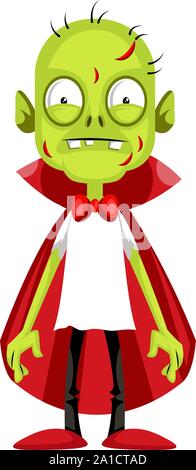 Zombie Dracula, Illustration, Vektor auf weißem Hintergrund. Stock Vektor