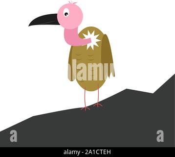 Geier Vogel, Illustration, Vektor auf weißem Hintergrund. Stock Vektor