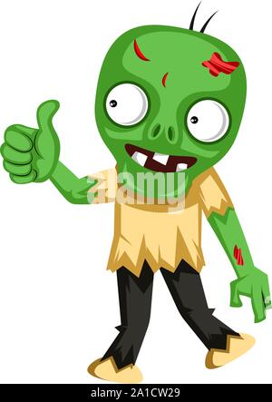 Ok, Zombie, Illustration, Vektor auf weißem Hintergrund. Stock Vektor