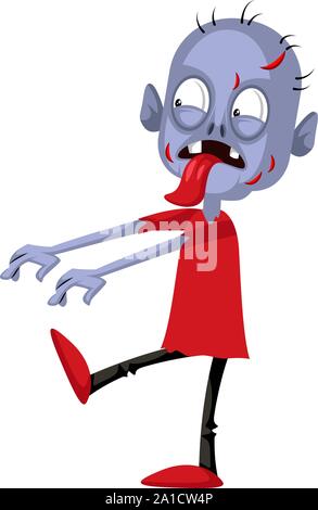 Schockiert, Zombie, Illustration, Vektor auf weißem Hintergrund. Stock Vektor