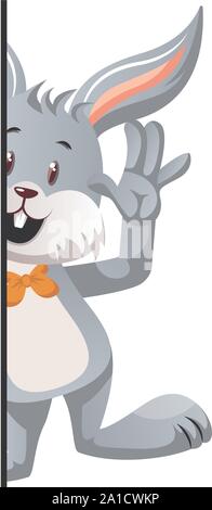 Bunny winken, Illustration, Vektor auf weißem Hintergrund. Stock Vektor
