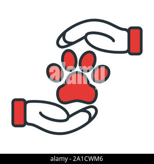 Animal Care Symbol. Konzept für das Gesundheitswesen Medizin und Pet Care. Umrisse und Schwarz Haustier. Haustiere Symbol, Symbol und Abzeichen. Einfachen Vektor illustra Stockfoto