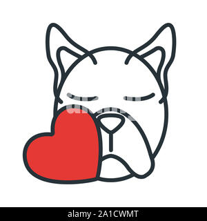 Hund mit Herz Symbol. Konzept für das Gesundheitswesen Medizin und Pet Care. Umrisse und Schwarz Haustier. Haustiere Symbol, Symbol und Abzeichen. Einfachen Vektor Stockfoto