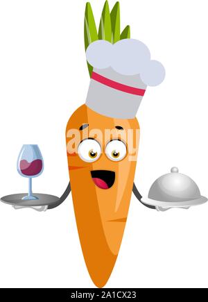 Karotte kochen, Illustration, Vektor auf weißem Hintergrund. Stock Vektor