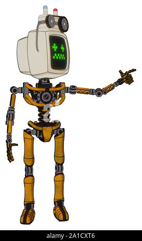 Cyborg Elemente enthalten: alte Computer Monitor, betäubt Pixel Gesicht, alten Computer Magnetband, Licht, keine Brust Brust exoshielding Verchromen, ultrali Stockfoto